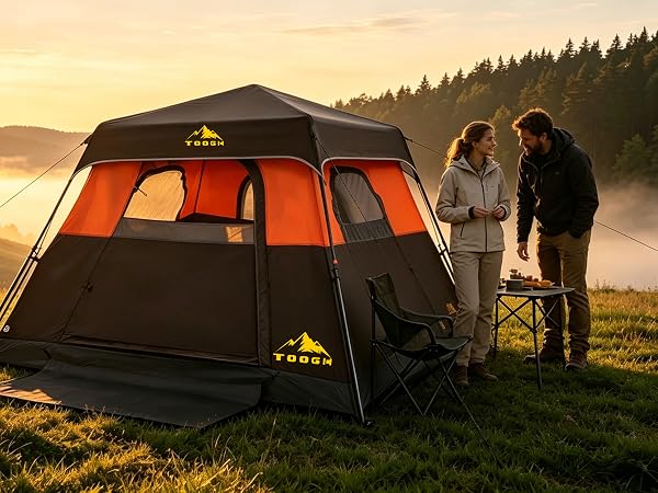 4 Person Hexagon Instant Pop Up Tent for Camping