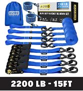 AUGO Ratchet Straps Heavy Duty 4 Pack -15 FT - 2200 LB Break Strength – Ratchet Tie Down Straps w...