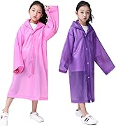 RUISHYY Kids Rain Poncho (2 Pack), Reusable EVA Children Raincoat for 6-13 Girls Boys, Waterproof...