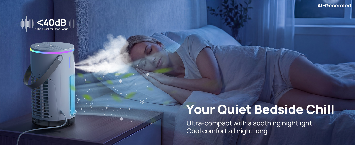Whisper-quiet bedside portable air conditioners for apartments delivers a gentle breeze for sleep