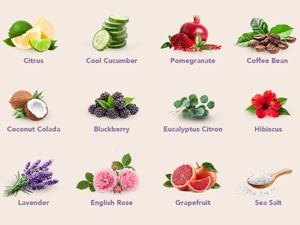 Try all of our refreshing scents! From Citrus, Coconut, Hibiscus, Cucumber, Lavender and Coffee Bean
