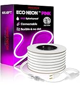 Shine Decor LED Neon Rope Lights 65.6FT/20M Pink Color, ETL-Listed Flexible Neon LED Strip Light ...