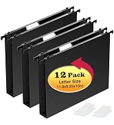 Extra Capacity Plastic Hanging File Folders,12 Pack Reinforced Hang Folder,Heavy Duty 1 Inch Expa...