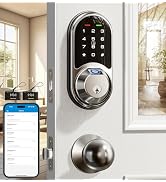 Veise Smart Locks for Front Door, 2 Knob Handle Set, Fingerprint Keyless Entry, App Control Biome...