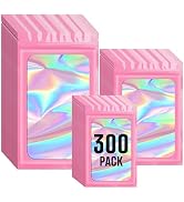 Funfery 300 Pack 3 Size Mylar Holographic Bags with Clear Window,Resealable Bags Smell Proof Bags...