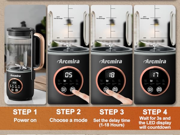 Automatic Nut Milk Maker Almond Milk Maker with Delay Start/Keep Warm/Boil Water