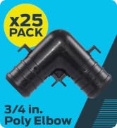 SharkBite 3/4 Inch Poly Crimp 90 Degree Elbow, Pack of 25, PEX Pipe, PE-RT, UP256