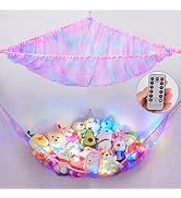 Basumee Stuffed Animal Net or Hammock with LED Light Hanging Toy Net Hammock for Stuffed Animals ...