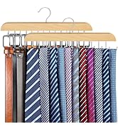 Tie Rack & Belt Hanger 2 in 1 Tie Hanger Space Saving Max 42 Belts& 60 Ties Capacity for Closet O...