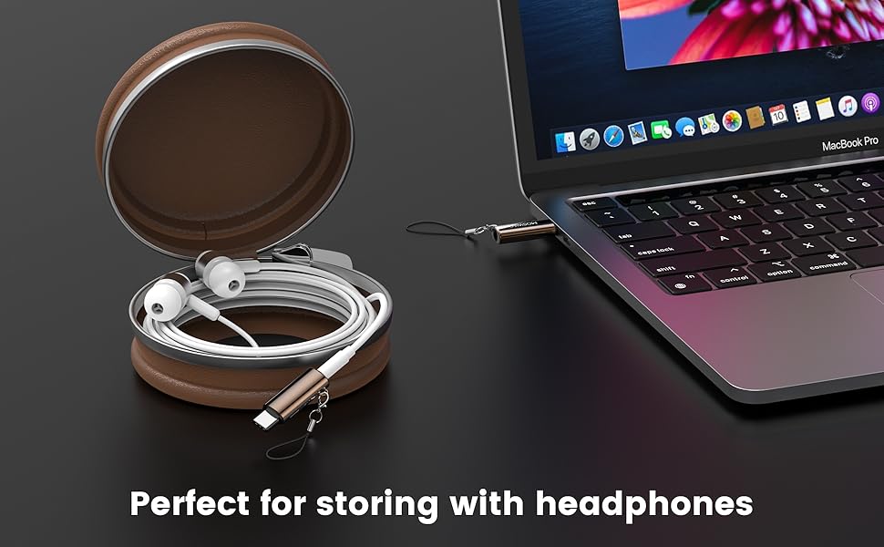 USB type C with 3.5 mm female headphones jack adapter