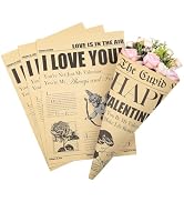 RUSPEPA 10 Sheets Kraft Newspaper Valentine's Day Flower Wrapping Paper, Vintage Romantic Black C...