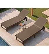 Greesum Outdoor Chaise Lounge Chairs Set of 2 with 5-Position Adjustable Backrest, Waterproof PE ...