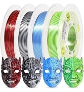 RAMBERY Silk Dual Color 3D Printer Filament Bundle 1.75mm +/- 0.02mm, Bicolor PLA 3D Printing Fil...