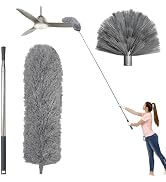 100" Ceiling Fan Duster with Extension Pole, Cobweb & Corner Brush Cleaning Kit - Washable Duster...