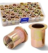 Vifmy 3/8''-16 UNC Rivet Nut, 50Pcs Zinc Plated Finish Carbon Steel Flat Head Threaded Insert Nut...