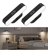 Hensam Battery Operated Wall Sconces Set of 2, Rechargeable&Cordless, Black | 5 Color Temps & Dim...