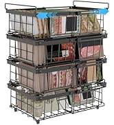 UMDONX 4-Pack Expandable Stackable Chest Freezer Organizer Bins - Large, Adjustable from 11.4" to...