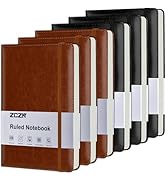 ZCZN 6 Pack Lined Journal Notebooks, 192 Pages A5 Hardcover Leather Journals for Work,Writing,Sch...