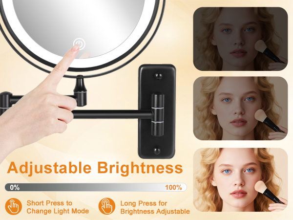 lighted makeup mirror with magnification