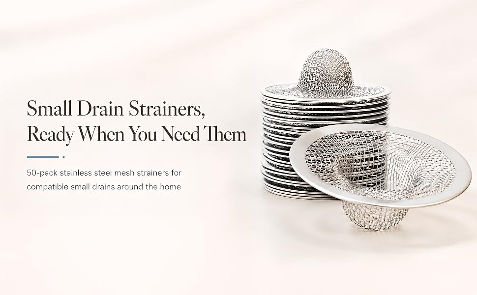 Kingrol 50 Pack 2-3/4 Inch Stainless Steel Sink Strainers, Small Mesh Drain Strainer Baskets