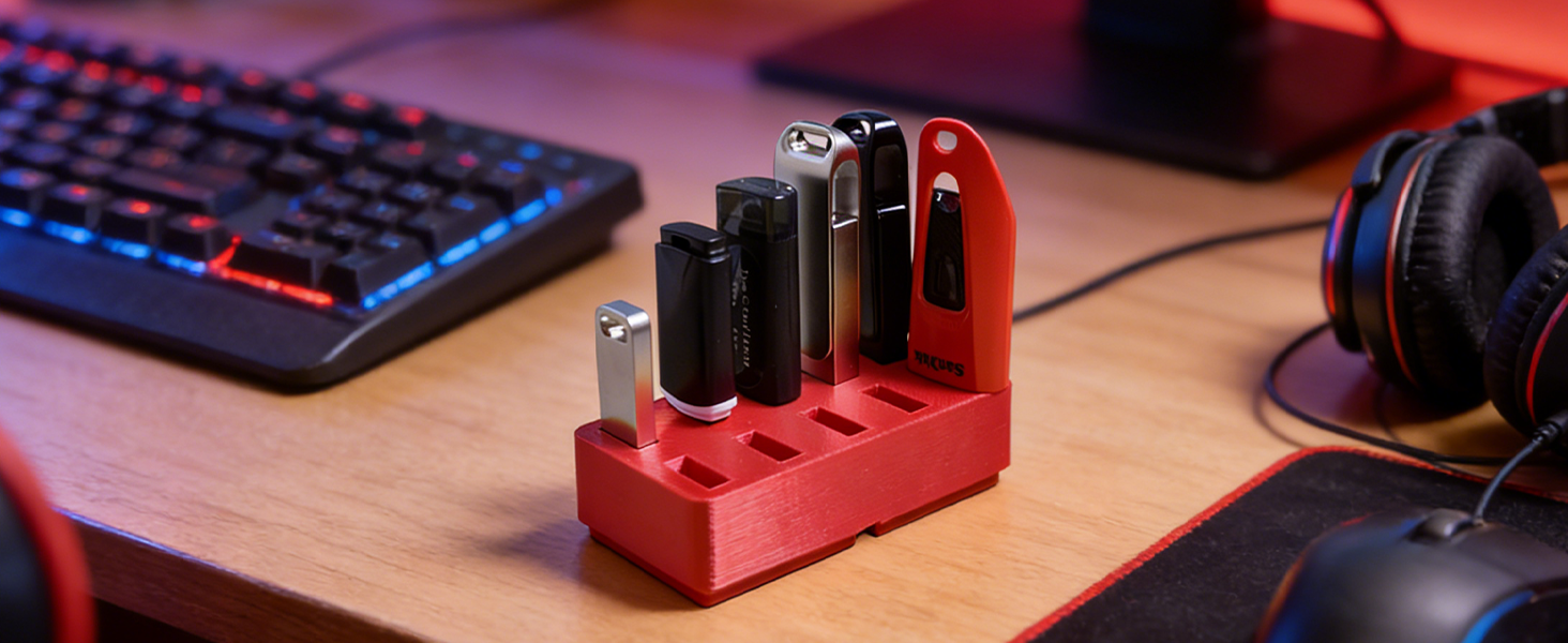 JBOS 10 Slot USB Flash Drive Holder Stand, Desktop Organizer Rack for Memory Sticks