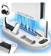 PS5 Stand Cooling Station with Dual PS5 Charging Station PlayStation 5 Console Cooler for ps5 Hos...