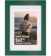 KINLINK 5x7 Picture Frame, Green Solid Wood Frame with Acrylic Plexiglass for Pictures 3.5x5/4x6 ...