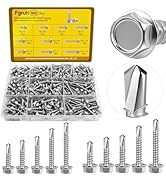 Fgruh 460Pcs #8#10 Self Tapping Screws for Metal, Hex Washer Head Self Drilling Screws Assortment...