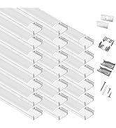 20-Pack 6.6ft/2Meter U Shape White LED Aluminum Channel System with Milky Cover, End Caps and Mou...