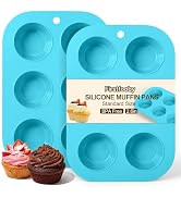 Firstfooby 2 Pack Silicone Muffin Pan for Baking, Regular Size Nonstick Cupcake Pan, 6-Cup Silico...