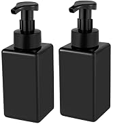 Foaming Soap Dispenser, 15oz Plastic Refillable Pump Bottle, 2 Pack, Black | Hand Dispenser for L...