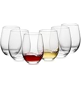 OUWO Stemless Wine Glasses Set of 6, 18oz Red White Wine Glasses,Lead-free Wine Glasses for Home,...