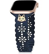 Floral Silicone Band with Charms Compatible with Apple Watch Bands 38mm 40mm 42mm 44mm 41mm 45mm ...