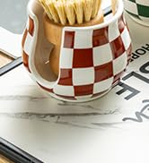 Checkered Sponge Holder for Kitchen Sink Counter, Ceramic Dish Sponge Caddy White Sink Organizer ...