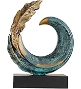 XYQXYQ Abstract Art Sculpture, Resin Gold Decorative Statue, Modern Blue Ornaments for Living Roo...