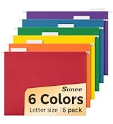 SUNEE Hanging File Folders, 6 Pack Letter Size Hanging File Folders with 1/5-Cut Tabs, Ideal for ...
