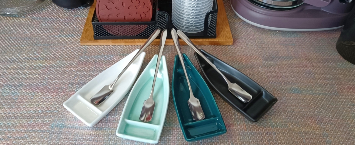 4 Pieces Coffee Spoon and Rest for Coffee Bar