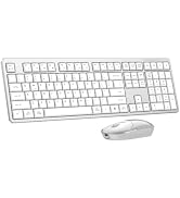 Wireless Keyboard and Mouse Combo, Bluetooth/2.4G Wireless, for Mac Windows | Quiet, Full-Size, U...