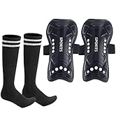 Soccer Shin Guards for Youth Kids with Long Soccer Socks, 3 Sizes Shin Pads Child Calf Protective...