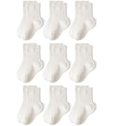 Bearbay Toddler Non Slip Cotton Crew Socks with Anti-slip Dots for Infant Baby Boys Girls