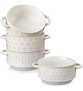 MALACASA 20?oz Ceramic Soup Bowls with Handles, Set of 4 – Oven & Microwave Safe French Onion Sou...