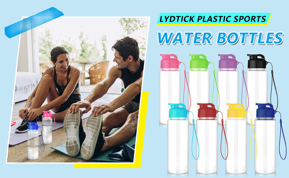LYDTICK 16 Pack Bulk Water Bottles-17oz Plastic Sports Clear Water Bottles