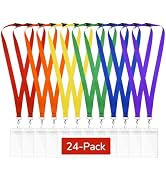 24-Pack Rainbow Breakaway Lanyards with Waterproof Badge Holders, Polyester Neck Straps for ID Ca...