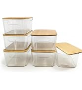 CiWiVOKi 6 Pack Clear Storage Bins with Bamboo Lids, Stackable Organization and Storage Container...