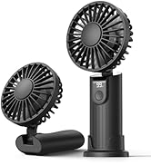 Portable Handheld Fan with 5000mAh Battery & Real-Time Battery Display - 180° Adjustable, USB Rec...