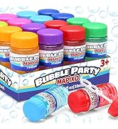 16 Pack Bubble for Kids Party Favors, Bubble Bottle with Wand Attached to The Cap, 8 Colors Bubbl...