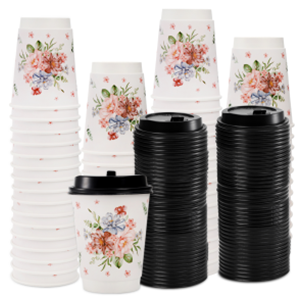 Ly-FloralCoffeeCups-100Lid-80P