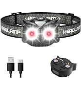 Lsnisni Headlamp Rechargeable, Ultra-Light Bright LED Kids Headlamp with Red Light, Head lamp for...
