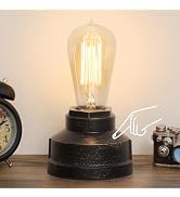 Boncoo Small Touch Control Table Lamp Base, Industrial Touch Light Vintage Edison Bulb Base, Dimm...