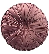 Teieas Round Throw Pillow Velvet Home Decoration Pleated Round Pillow Cushion for Couch Chair Bed...